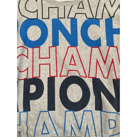 Champion Reverse Weave Crew Neck Sweatshirt Grey Logo Retro Style Size Medium - Picture 3 of 6